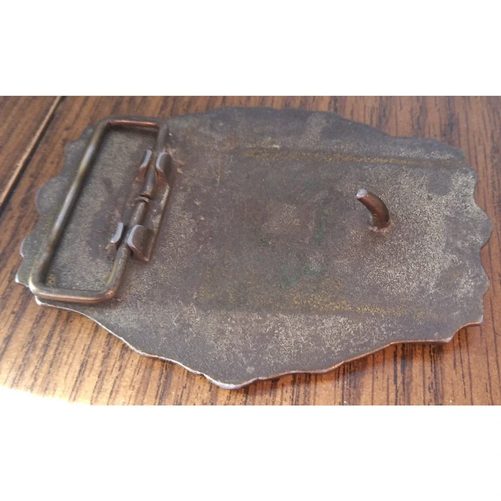 Livingston Wells & Co Vintage Brass Belt Buckle Gold Dealers Shipping 4 x 3